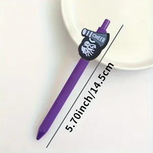 Boligrafo de gel morado con dije megofono cheer material escolar oficina 14.5cm