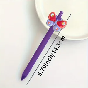 Cute purple gel pen with 3D butterfly decor, perfect for school office stationery use.