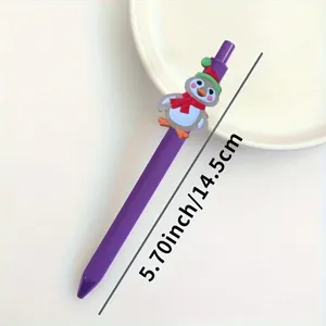Cute cartoon penguin gel pen with purple barrel, ideal school stationery gift for kids and students.