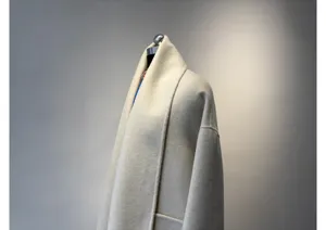 Manteau femme hiver cachemire laine col châle élégante beige style de luxe vêtement