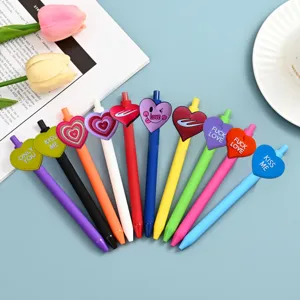 Cute Colorful Gel Pens Set Heart Shape Silicone Patch Kawaii Writing Pens For Student School Office Supplies