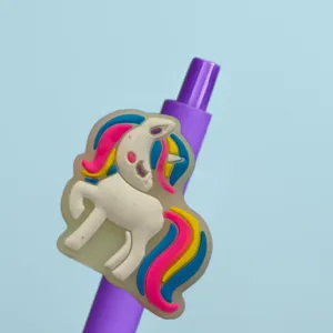 Cute unicorn silicone charm gel pen purple body student writing supplies daily use stationery