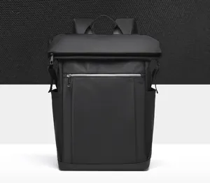 Black business backpack with large capacity, ideal for commuting and daily travel.