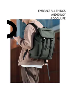 Large capacity waterproof backpack for men, stylish business commuter casual laptop bag.