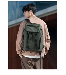 Stylish waterproof commuter backpack for men, showcasing large capacity and casual business design.