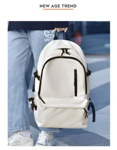 Mochila informal de gran capacidad para estudiantes, elegante mochila blanca para diario.