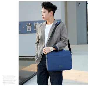 Gran bolsa para portátil de negocios informal, elegante bolso bandolera y maletín para hombre.