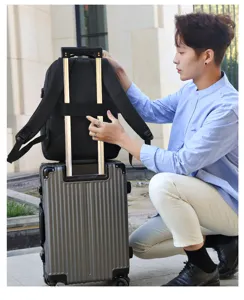Men 15.6 inch business laptop backpack casual lightweight travel backpack with luggage strap