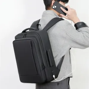 Grote Capaciteit Uitbreidbare Zakelijke Woon-werkverkeer Laptop Rugzak Waterdicht Unisex Reizen Rugzak Met USB Poort