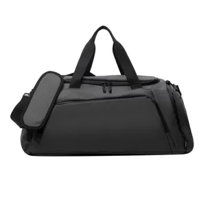 Large capacity sports gym duffel bag in dark grey with shoulder strap for travel fitness.