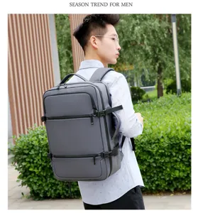 Zaino casual da affari per uomo, borsa per computer grigia di grande capacita per viaggio.
