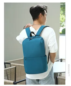 Casual backpack for men and women, simple design daily school bag, lightweight blue travel daypack