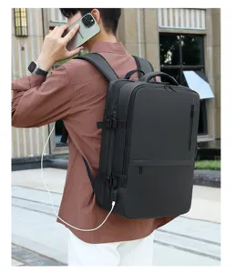 Gran capacidad negocios viajes mochila para laptop impermeable multifuncional negro bolso escolar
