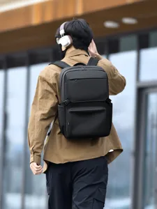 Mochila para portatil de hombre negocio impermeable casual viaje gran capacidad negro