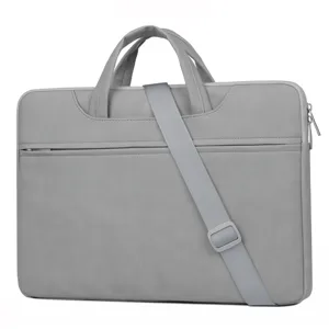 Borsa per laptop grigia minimalista cartella 15.6 pollici borsa a tracolla per affari