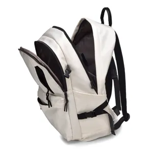 Mochila blanca casual de gran capacidad para estudiantes escuela y viajes, minimalista.