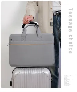 Borsa per laptop grigia viaggio affari ufficio grande capacita casual porta documenti