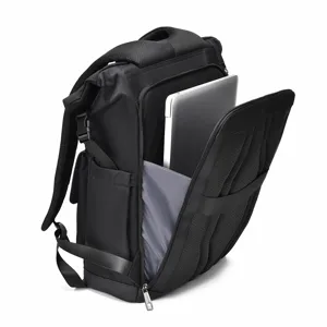 Herren Business Roll-Top Laptop Rucksack große Kapazität Reise Daypack schwarz