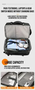 Detailed view of large capacity business laptop backpack with spacious multi-functional interior.