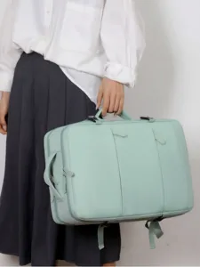 Large capacity travel backpack for women, lightweight business commuter bag in light green.
