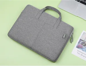 Grey oxford cloth laptop bag business sleeve with handles and zipper pocket for daily office use