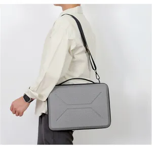 Grijze EVA 13,3-inch zakelijke laptoptas met schouderriem, schokbestendige tas.