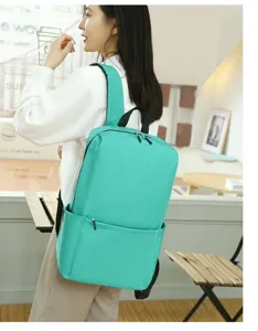 Minimalist casual backpack for men and women lightweight solid color daily school bag cyan