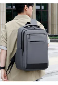 Heren business casual rugzak grote capaciteit computer reizen grijs duurzame stof school