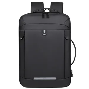 Zwarte zakelijke reislaptoprugzak met grote capaciteit voor dagelijks gebruik.