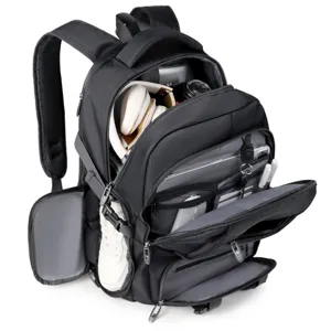 Large capacity multi-functional travel backpack with shoe compartment and laptop sleeve for men.