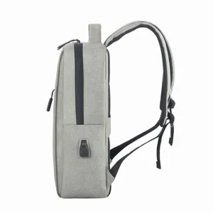 17 inch large capacity business casual laptop backpack side view detail showing USB charging port.