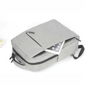 Gray 17-inch large capacity backpack, casual travel business daypack for men and women