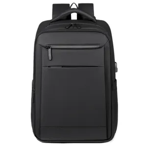 Zwarte zakelijke laptoprugzak voor heren, grote capaciteit forensentas voor reizen.