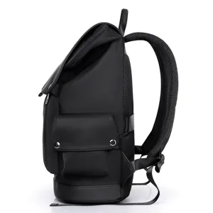 Mochila Negra Hombre Casual Viaje Portatil Escuela Vista Lateral Gran Capacidad Pro