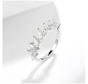 Stunning 925 silver pear cut moissanite multi-stone band ring elegant jewelry