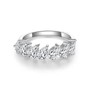 Pear-cut moissanite stack ring 0.3 carat 7 stone 925 silver 18k gold plated elegant jewelry