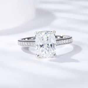 925 sterling silver cushion cut 3 carat moissanite ring for women european style jewelry