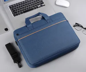 Elegante borsa per laptop blu grande capacità borsa da lavoro tracolla professionale.