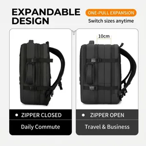 Large capacity business laptop backpack with expandable design for travel and commuting.
