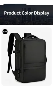 Large capacity business laptop backpack, waterproof multi-compartment travel commute bag for men.