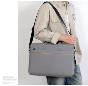 Borsa per laptop grigia grande capacità borsa a tracolla uomo affari lavoro elegante nuova