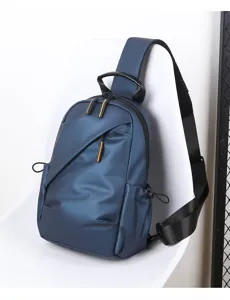 Men casual blue sling bag daily commute durable cross body chest pack stylish travel backpack.
