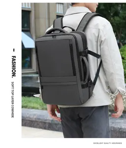 Large capacity business computer backpack, multi-layer waterproof travel commuting bag.