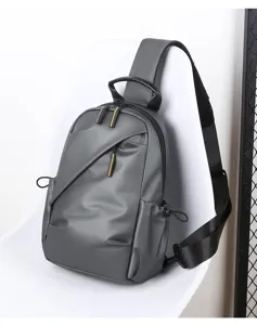 Men's stylish gray sling chest bag, versatile single shoulder backpack for casual daily travel.