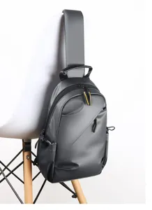 Men stylish grey sling bag casual travel commuter outdoor crossbody shoulder bag daily use.