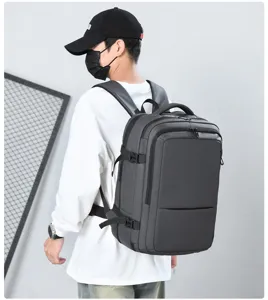 Men large capacity business travel backpack multi-functional expandable computer bag detail view