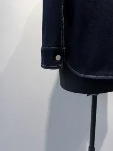 Chemise en jean rétro pour femme, haut ample décontracté à manches longues style utility