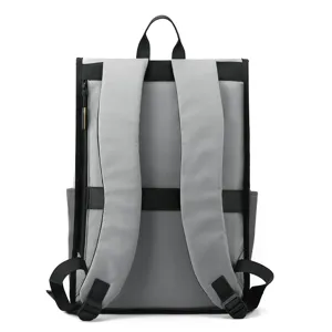 Waterproof grey casual backpack for men and women, large capacity daily school rucksack main view.