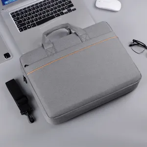 Borsa per laptop grigia valigetta da lavoro borsa a tracolla con manico per uso in ufficio