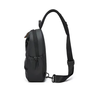 Men waterproof sling bag casual crossbody chest bag durable black travel daypack shoulder bag